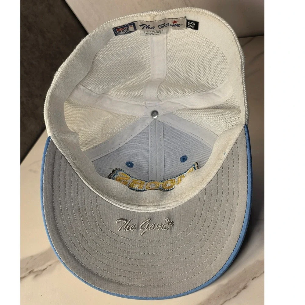The Game Moors Trucker Hat Mens XS Blue White Mesh Stretch Fit Cap XS